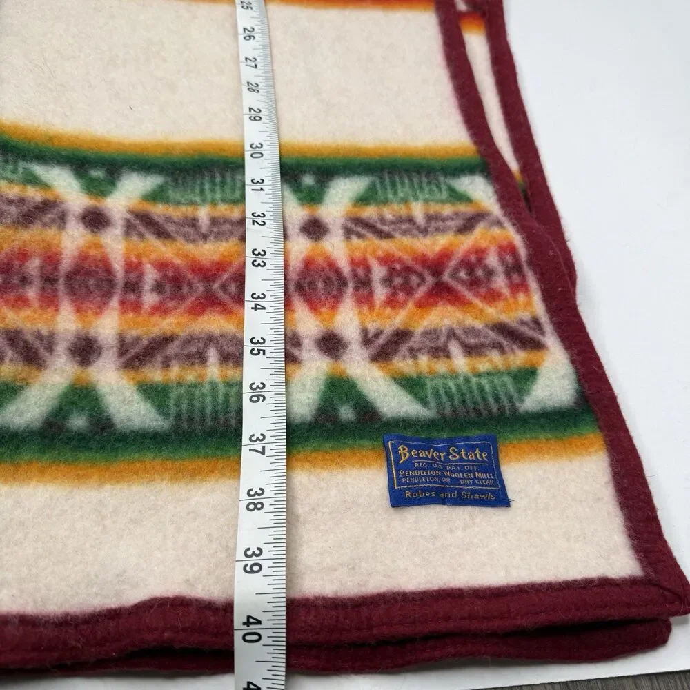 Vtg Pendleton Beaver State Throw Blanket Wool Crib Baby Southwestern Aztec 40x25